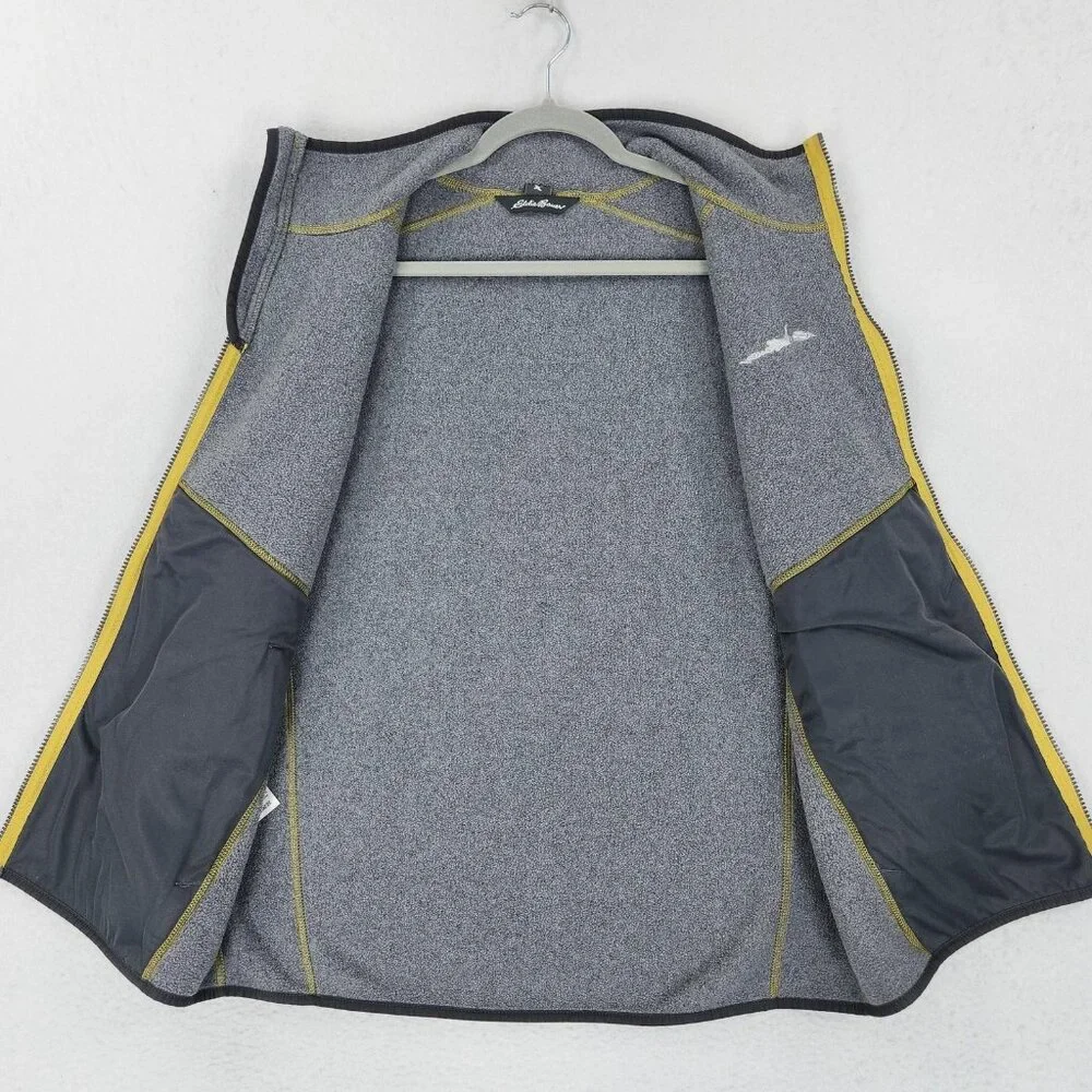 Eddie Bauer Vest Mens Medium Gray Fleece Full Zip Polartec Recycled Hiking